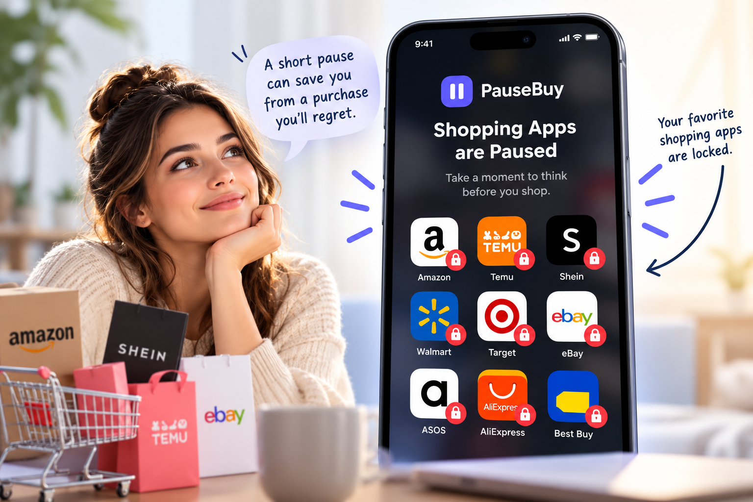 PauseBuy pausing Amazon, Temu, SHEIN, Walmart, Target, eBay, ASOS, AliExpress and Best Buy